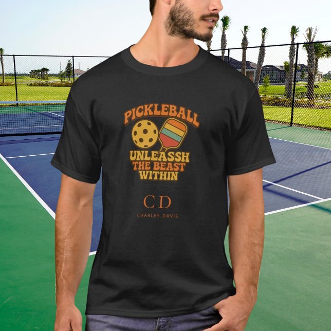 T-shirt joueur de basket noir rétro orange amusant citatio (Créateur téléchargé)