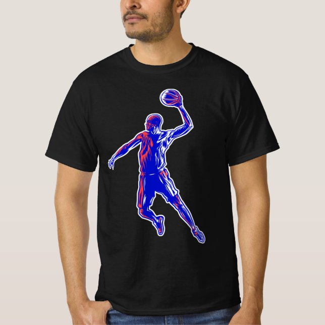 T-shirt Joueur de basket Slam Dunk, Red and Blue Design (Devant)
