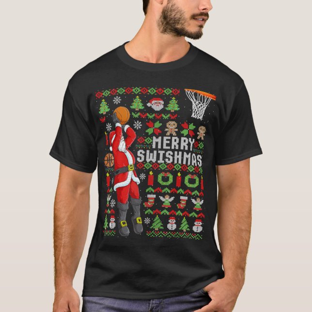 T-shirt Joueur de basketball de Noël Père Noël - Slam Dunk (Devant)