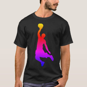 T-shirt Joueur de basketball simple illustré Arc en ciel
