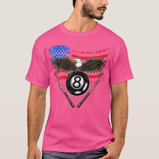 T-shirt Joueur de billard américain à drapeau 8 balles Aig (Devant)
