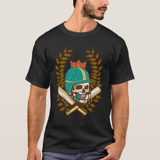 T-shirt Joueur de cricket de chaume casque (Devant)