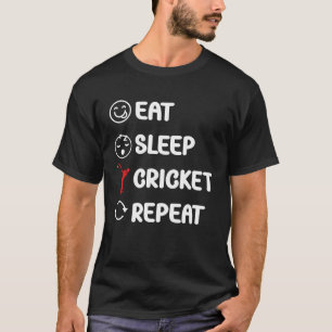 T-shirt Joueur de cricket Manger sommeil Cricket Répéter l