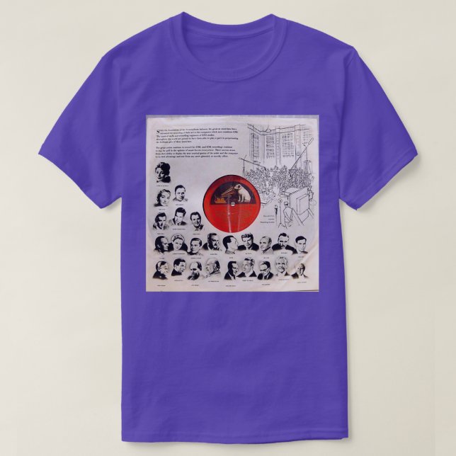 T-shirt Joueur de disques et chien étiquette rouge Grands  (Design devant)