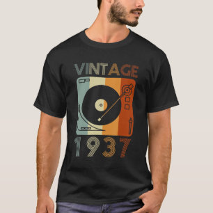 T-shirt Joueur de disques rétro vintage 1937 Anniversaire 