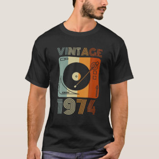 T-shirt Joueur de disques rétro vintage 1974 Anniversaire 