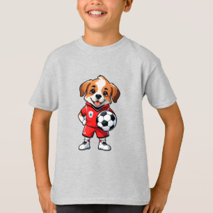 T-shirt Joueur de football Chien Mignon de Dessin Animé