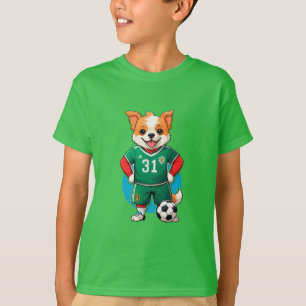 T-shirt Joueur de football Chien Mignon de Dessin Animé
