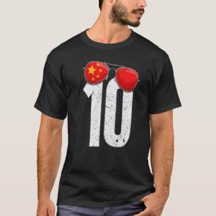 T-shirt Joueur de football chinois Numéro 10 Drapeau chino