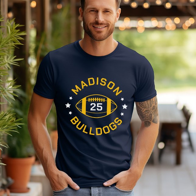 T-shirt Joueur de football de marine et d'or Jersey Numéro (Créateur téléchargé)