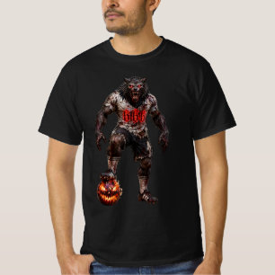 T-shirt Joueur de football Loup-Garou Art d'Horreur d'Hall