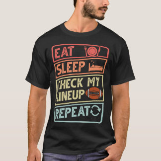 T-shirt Joueur de Football Manger Dormir Vérifier Ma Ligne