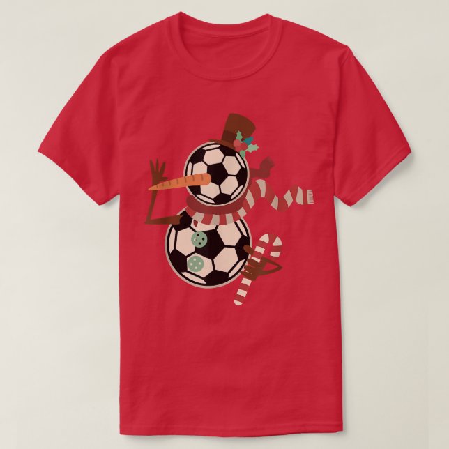 T-shirt Joueur de football Snowman Xmas PJ's Pyjamas de No (Design devant)