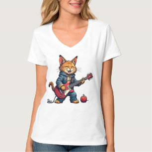 T-shirt Joueur de guitare chat orange