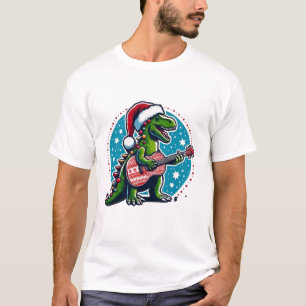 T-shirt Joueur de guitare dinosaure Noël Jour amusant