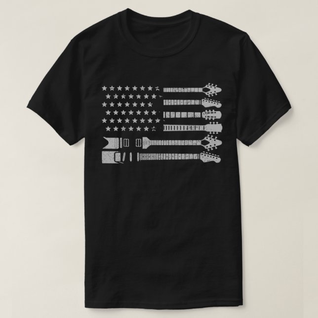 T-shirt Joueur de guitare patriotique cadeau Drapeau améri (Design devant)