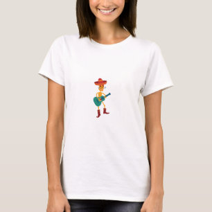 T-shirt Joueur de guitare squelette festif