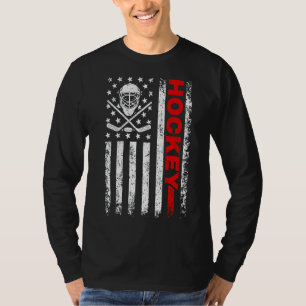 T-shirt Joueur de hockey américain Drapeau Cool de glace H