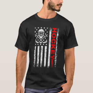 T-shirt Joueur de hockey américain Drapeau Cool de glace H