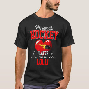 T-shirt Joueur de hockey favori m'appelle Lolli Fête des M