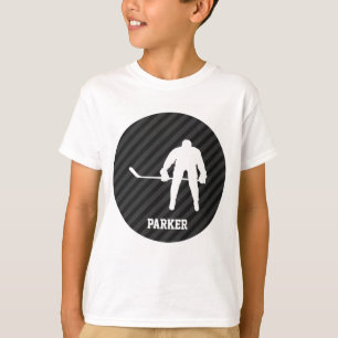 T-shirt Joueur de hockey; Gris Noir & Noir