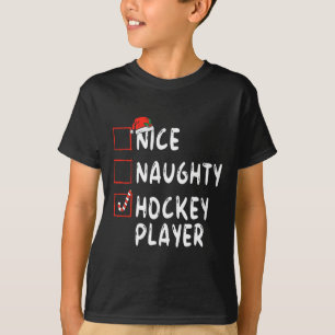 T-shirt Joueur de hockey Naughty Noël Santa Hat Boy
