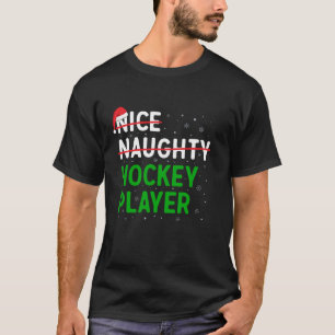 T-shirt Joueur de hockey Naughty Noël Santa Hat Xma