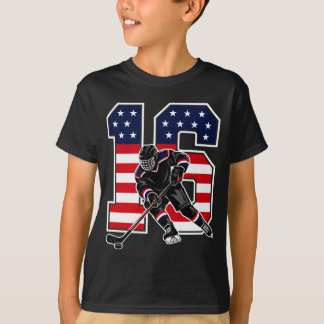 T-shirt joueur de hockey sur glace 16 ans 16e anniversaire