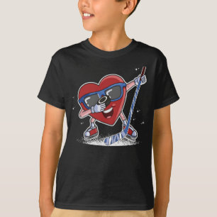T-shirt Joueur de hockey sur glace Dabbing Heart Valentine
