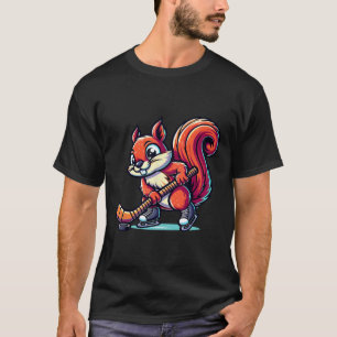 T-shirt Joueur de hockey sur glace écureuil graphique amus