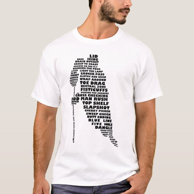 T-shirt Joueur de hockey Typographie Tee (Devant)