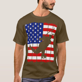 T-shirt Joueur de hockey USA Drapeau Hockey sur glace
