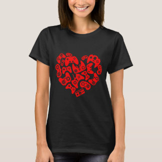 T-shirt Joueur de jeu vidéo Threadrock Cœur de manettes