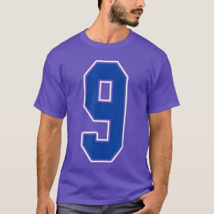 T-shirt Joueur de maillot numéro 9 bleu royal et blanc uni