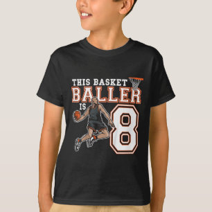 T-shirt Joueur de paniers à 8 ans Fête d'anniversaire sque