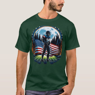 T-shirt Joueur de Pleine lune du drapeau américain Centre