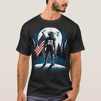 T-shirt Joueur de Pleine lune du drapeau américain Centre