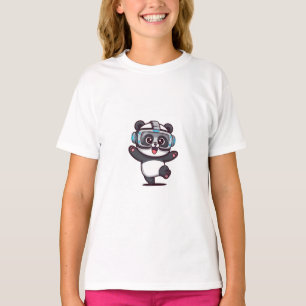 T-shirt Joueur de réalité virtuelle Cyberpunk Panda Enfant