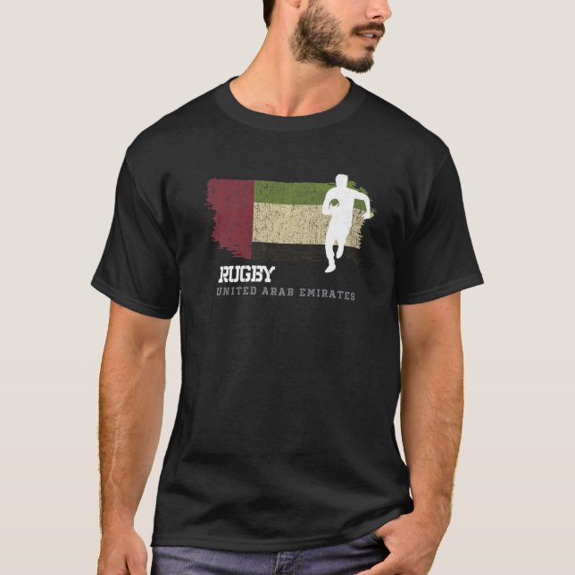 T-shirt Joueur de rugby Émirats Arabes Unis Drapeau Sports (Devant)