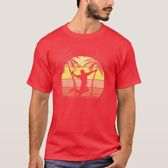 T-shirt Joueur de smash de badminton Coucher de soleil d'é (Devant)