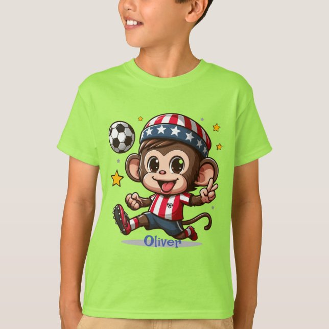 T-shirt Joueur de soccer de singe joyeux (Devant)