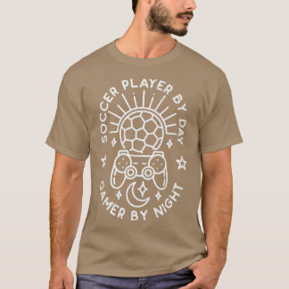 T-shirt Joueur de soccer Par Joueur de jour Par Nuit Jeux 