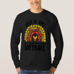 T-shirt Joueur De Softball Arc En Ciel Juste Une Fille Qui