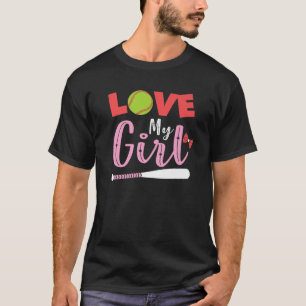 T-shirt Joueur de softball Maman mignonne Aimer ma fille S