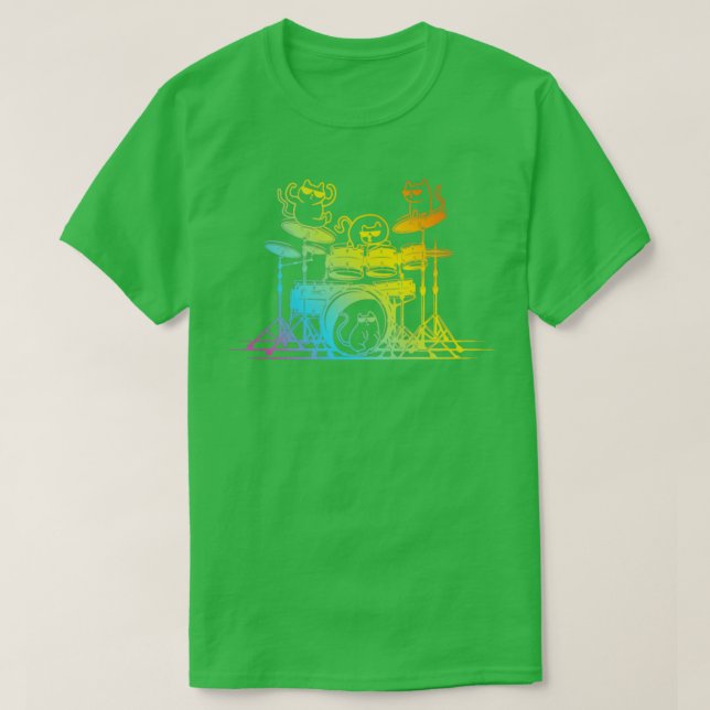 T-shirt Joueur de tambours Chats drummer amusant Chats (Design devant)