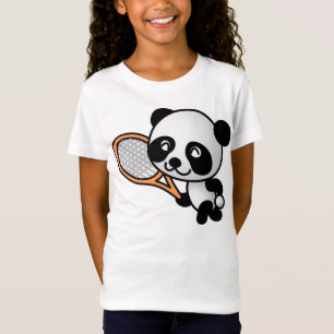 T-Shirt Joueur de tennis d'ours panda de bande dessinée