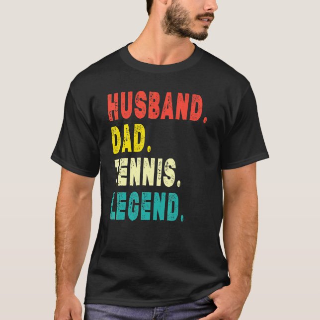 T-shirt Joueur de tennis Mens Mari Papa Tennis Legend Vint (Devant)