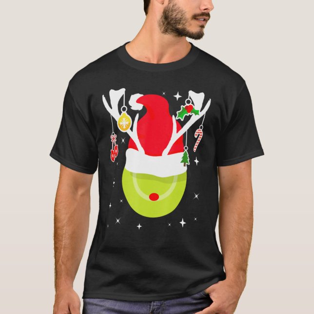 T-shirt Joueur de tennis Père Noël Reindee Christmas Ball (Devant)
