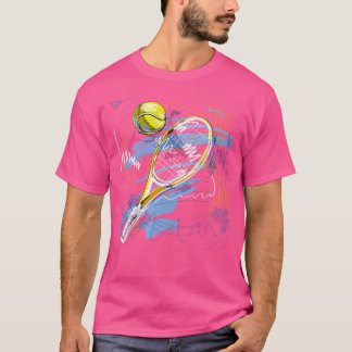 T-shirt Joueur de tennis Racket Ball Pencil Art Cool Sport