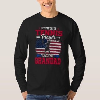 T-shirt Joueur de Tennis Rétro Usa Drapeau M'appelle Grand
